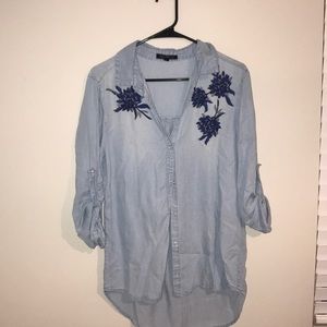 Floral denim button up
